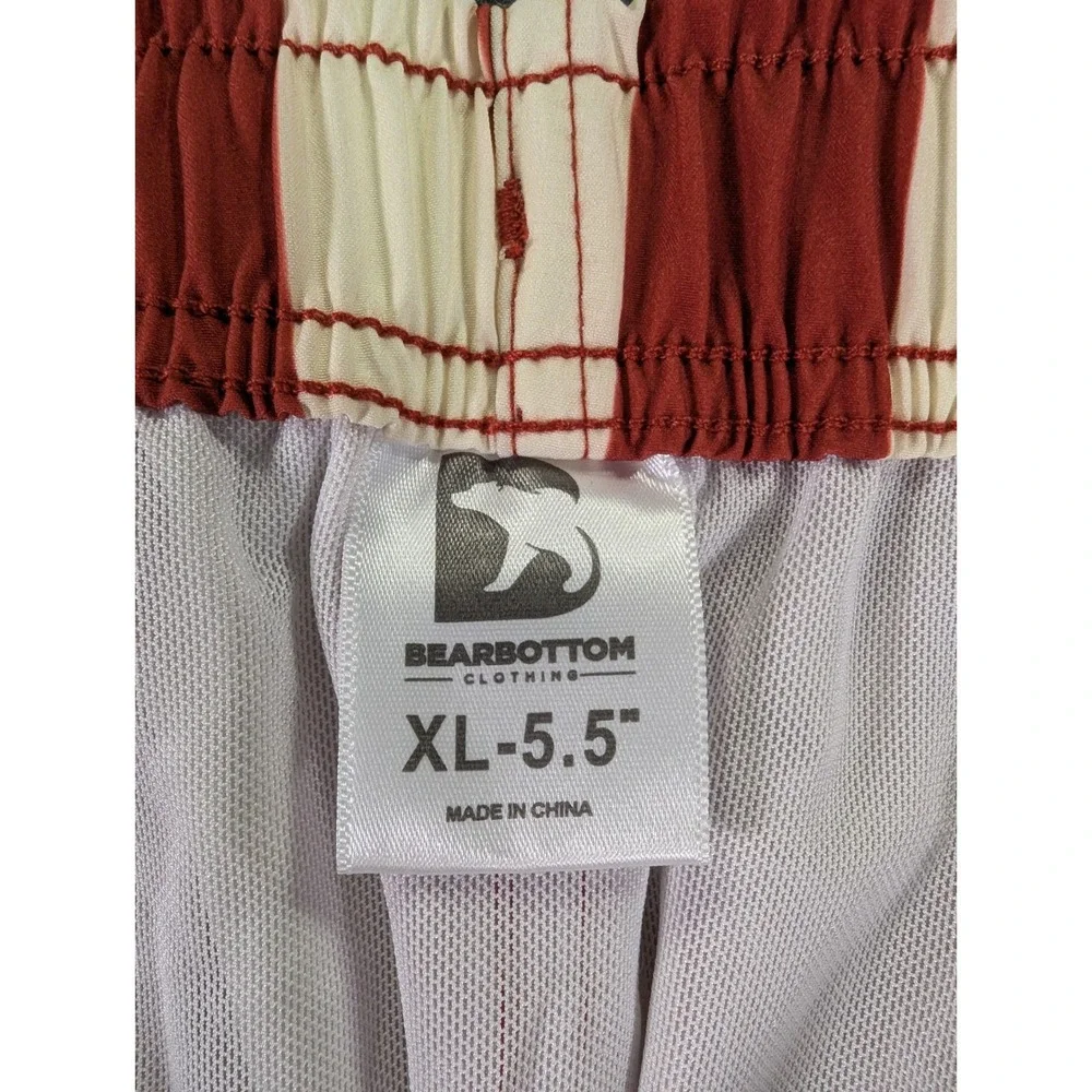 Bearbottom Stretch Swim Trunks XL 5.5 Hampton Stripe Red Cream SWIM-5-HAM-STRIPE